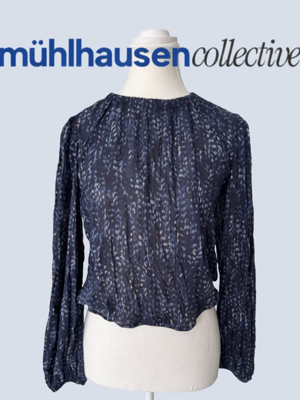 Bella Dahl Navy Blue Printed Long-Sleeve Blouse